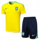 Tracksuit Brazil Short Sleeve 2024-2025 Yellow - Shorts