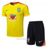 Tracksuit Brazil Short Sleeve 2025-2026 Yellow - Shorts