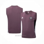 Training Shirt Manchester United Without Sleeves 2025-2026 Red Purple