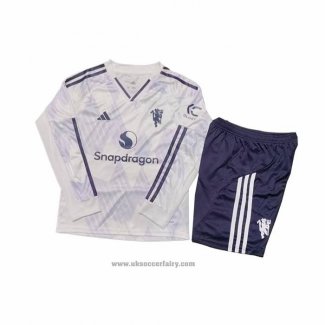 Manchester United Away Shirt Long Sleeve Kids 2025-2026