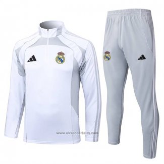 Sweatshirt Tracksuit Real Madrid Kid 2025-2026 White Grey