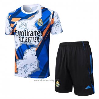 Tracksuit Real Madrid Short Sleeve 2025-2026 White Blue - Shorts