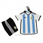 Argentina 3 Star Home Shirt Kids 2022