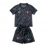 Portugal Goalkeeper Shirt Kids 2024 Black