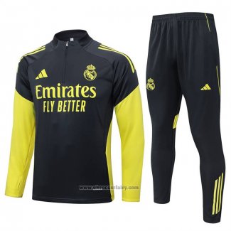 Sweatshirt Tracksuit Real Madrid Kid 2025-2026 Black Yellow