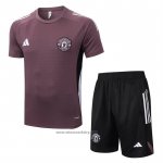 Tracksuit Manchester United Short Sleeve 2025-2026 Brown - Shorts