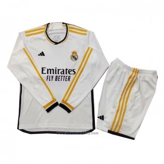 Real Madrid Home Shirt Kids Long Sleeve 2023-2024