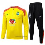 Sweatshirt Tracksuit Brazil Kids 2025-2026 Yellow