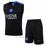 Tracksuit Paris Saint-Germain Without Sleeves 2025-2026 Black