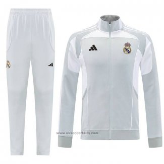 Jacket Tracksuit Real Madrid 2025-2026 Kids Grey White