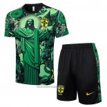 Tracksuit Brazil Jesus Short Sleeve 2024-2025 Green - Shorts