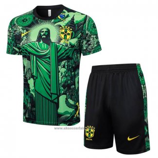 Tracksuit Brazil Jesus Short Sleeve 2024-2025 Green - Shorts