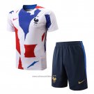 Tracksuit France Short Sleeve 2022-2023 White Red Blue - Shorts
