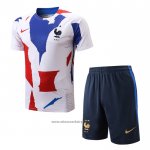 Tracksuit France Short Sleeve 2022-2023 White Red Blue - Shorts
