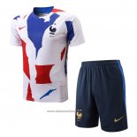 Tracksuit France Short Sleeve 2022-2023 White Red Blue - Shorts