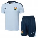 Tracksuit France Short Sleeve 2024-2025 Light Blue - Shorts